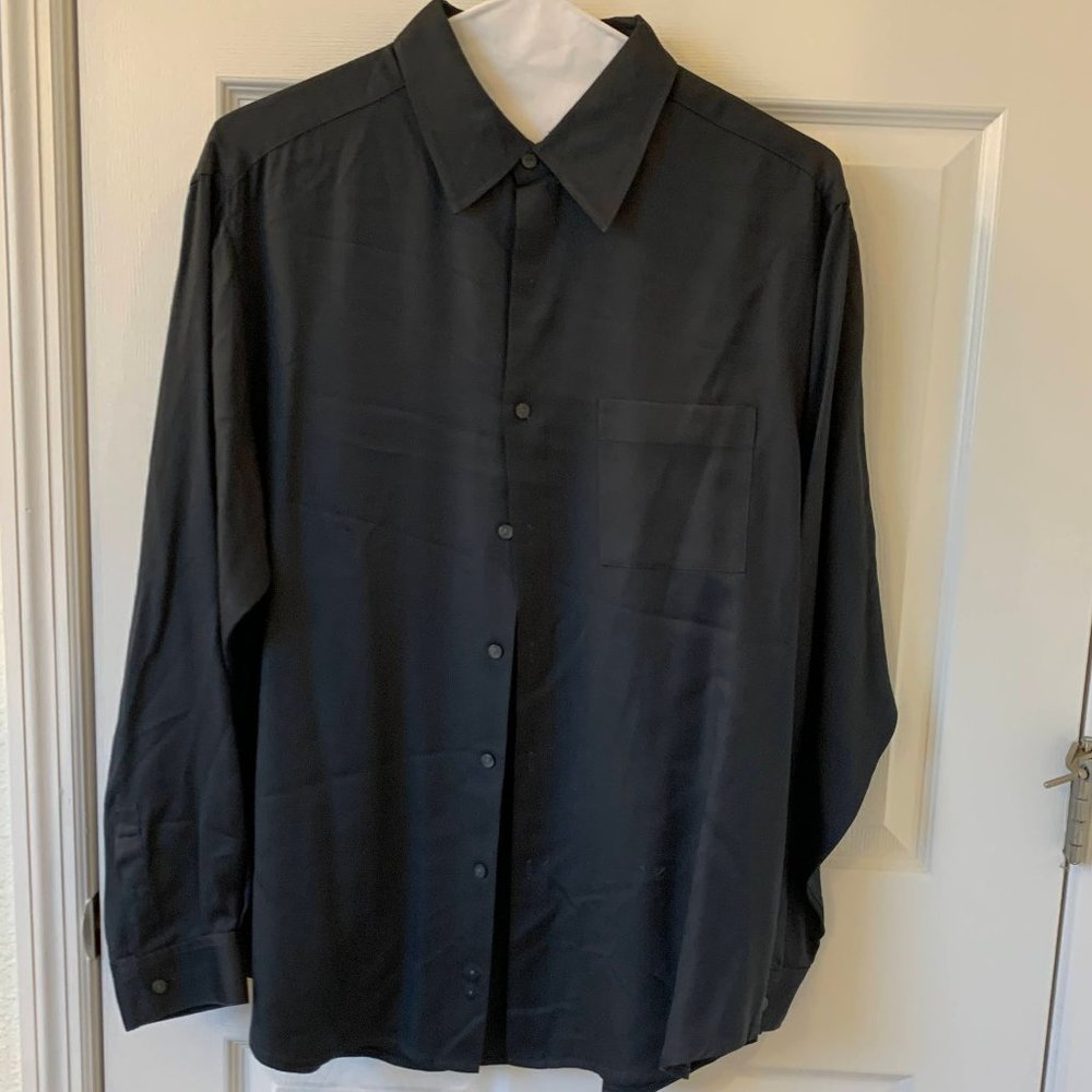 ALFANI 100% SILK MENS DRESS SHIRT - LARGE